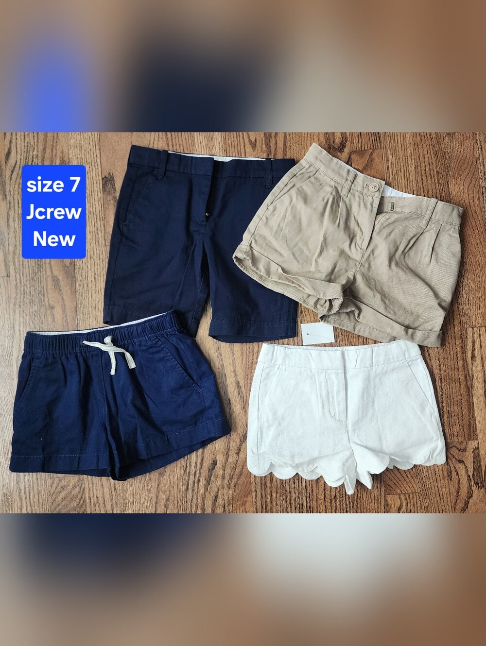 Girls Navy, Khaki, and White Casual Shorts Pack